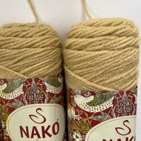 NAKO Truva Yarn Tan Acrylic Worsted Weight 4 Ply 3.5 oz Knit Crochet Lot of 3 - Picture 2 of 7